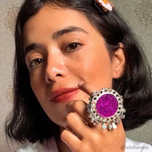 Ethnic Afghan Silver Kuchi Bells Ring, Afghan Statement Massive Ring,